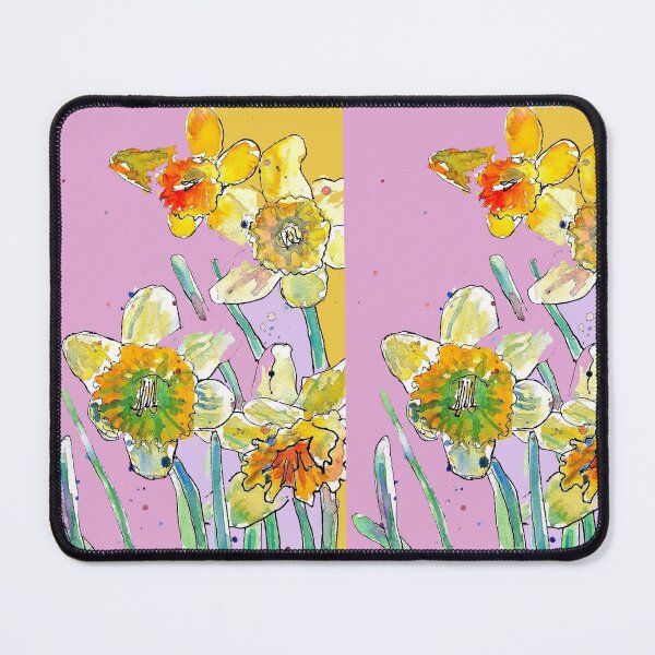 Item preview, Abstract Yellow Daffodil Watercolor Pattern on Rose Pink designed and sold by Sarah  Rajkotwala.