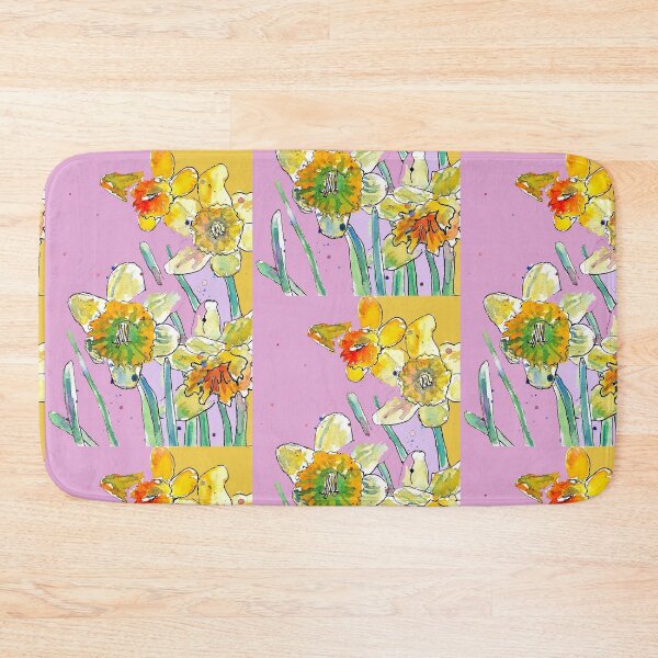 Item preview, Abstract Yellow Daffodil Watercolor Pattern on Rose Pink designed and sold by Sarah  Rajkotwala.