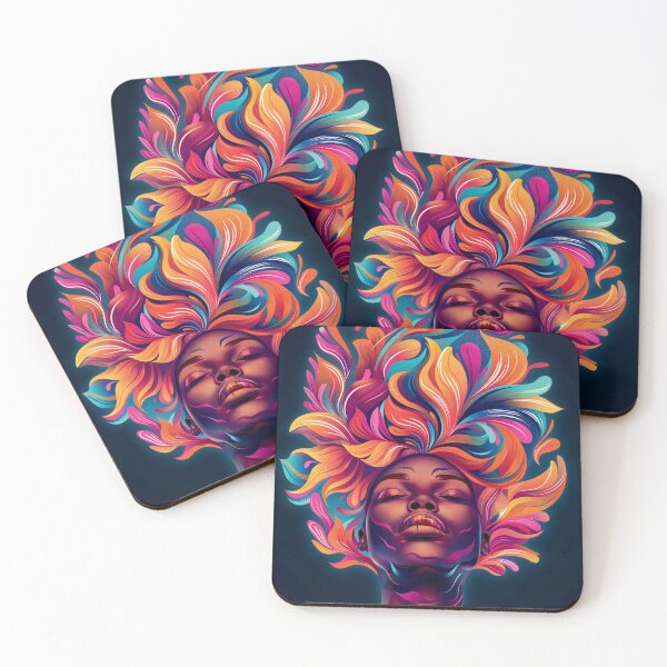 Item preview, Crowned in Color – Radiant Afro-Futurist Portrait designed and sold by ChaoticInkwell.