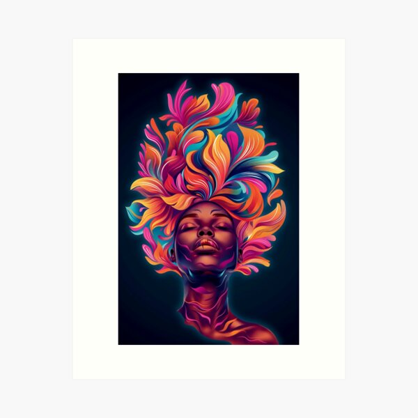 Item preview, Crowned in Color – Radiant Afro-Futurist Portrait designed and sold by ChaoticInkwell.
