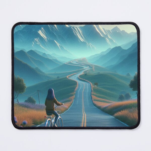 Item preview, Solitary Mountain Ride on Lonely Road: Girl Cycling Scenic Road designed and sold by choder61.