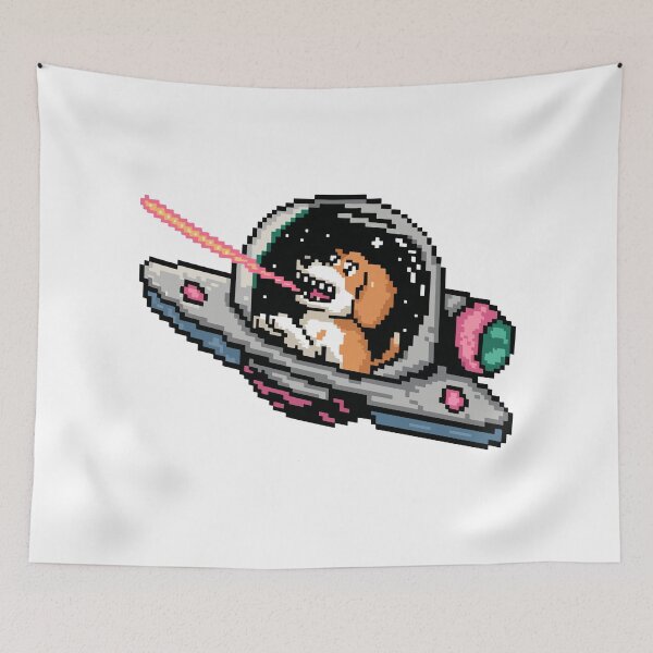 Item preview, Pixel Art Space Dog – Laser Blaster Pilot designed and sold by NaturePixel.