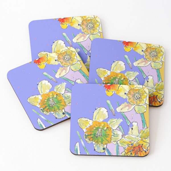 Item preview, Abstract Yellow Daffodil Watercolor Pattern on Rose Purple designed and sold by Sarah  Rajkotwala.