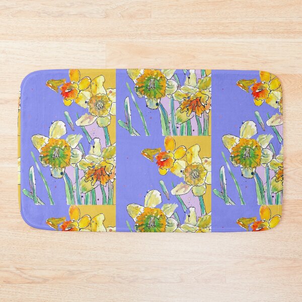 Item preview, Abstract Yellow Daffodil Watercolor Pattern on Rose Purple designed and sold by Sarah  Rajkotwala.