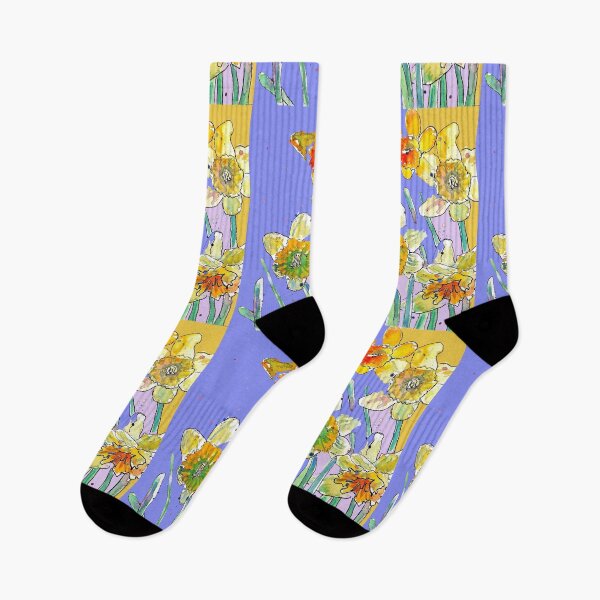 Item preview, Abstract Yellow Daffodil Watercolor Pattern on Rose Purple designed and sold by Sarah  Rajkotwala.