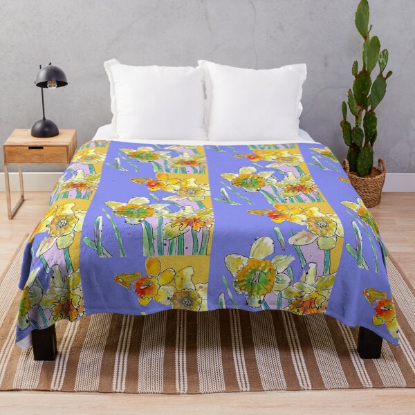 Item preview, Abstract Yellow Daffodil Watercolor Pattern on Rose Purple designed and sold by Sarah Rajkotwala.