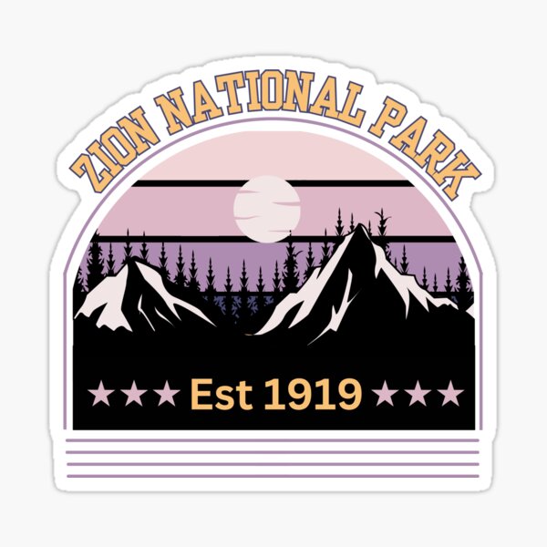 Vista previa del artículo con la obra «Pegatina clásica para camiseta del parque estatal nacional Zion», diseñado y vendido por ThinkNatural.