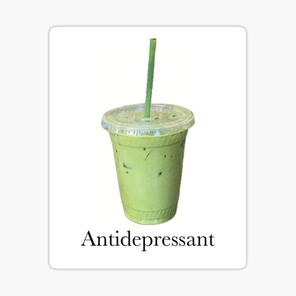 Item preview, Iced matcha latte antidepressant meme drink funny gift  designed and sold by MatchaMariposa.