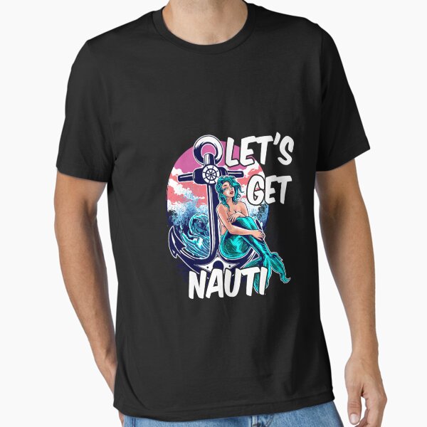 Aperçu de l'œuvre Let’s Get Nauti – Conception nautique sirène créée et vendue par foxtasticshirts.
