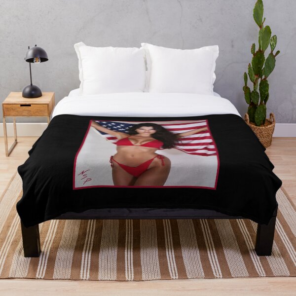 Item preview, Fine Erotic Art Photography - Female Art - Bikini Model - Modern Pinup Girl Featuring Beautiful Brunette Red Bikini holding an American Flag designed and sold by Nico Simon Princely.