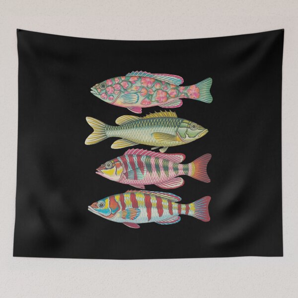 Item preview, Vibrant Colorful Fish Illustration – Unique Patterned Sea Life Art designed and sold by SlocifieShop.