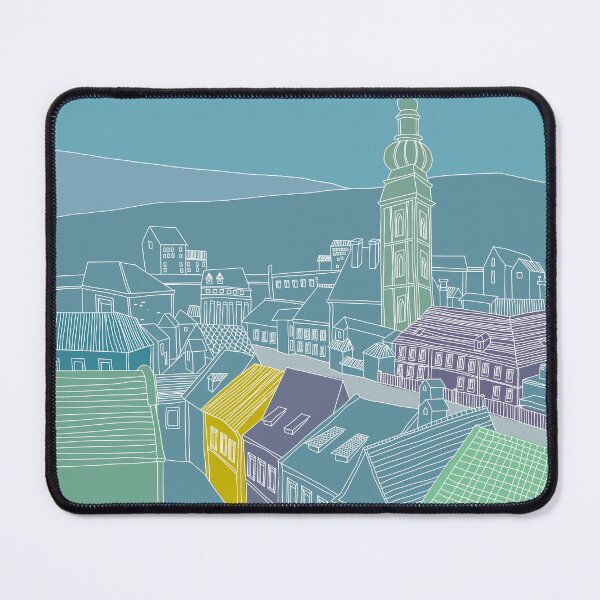 Item preview, Colorful Line Art – European Townscape with Church Tower designed and sold by dearjunie.