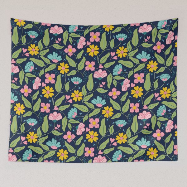 Item preview, Spring Floral Pattern on Dark Blue  designed and sold by CJ Creations.