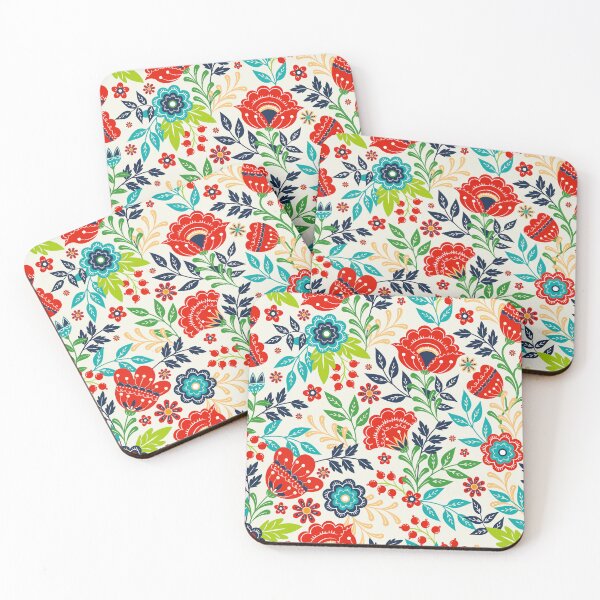 Item preview, spring folk bold flowers designed and sold by chiara-de-david.