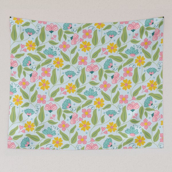 Item preview, Spring Floral Pattern on Light Blue  designed and sold by CarolineRowland.