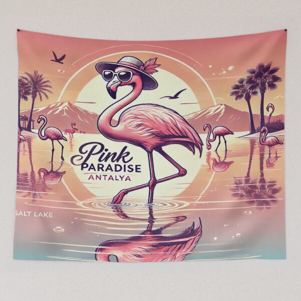 Aperçu de l'œuvre Paradis rose : flamants roses d'été à Antalya, Turquie créée et vendue par Globalcitytees.