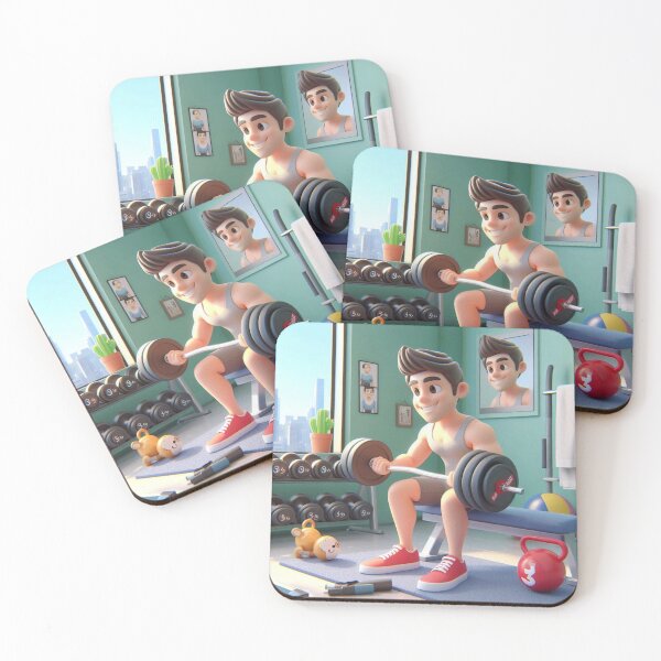 Item preview, 3D Cartoon Bodybuilder Lifting Weights Animation: Muscle Mania" designed and sold by choder61.
