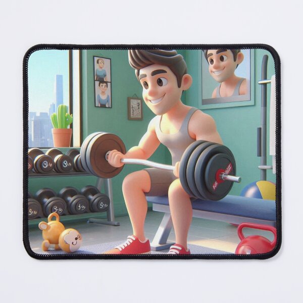 Item preview, 3D Cartoon Bodybuilder Lifting Weights Animation: Muscle Mania" designed and sold by choder61.