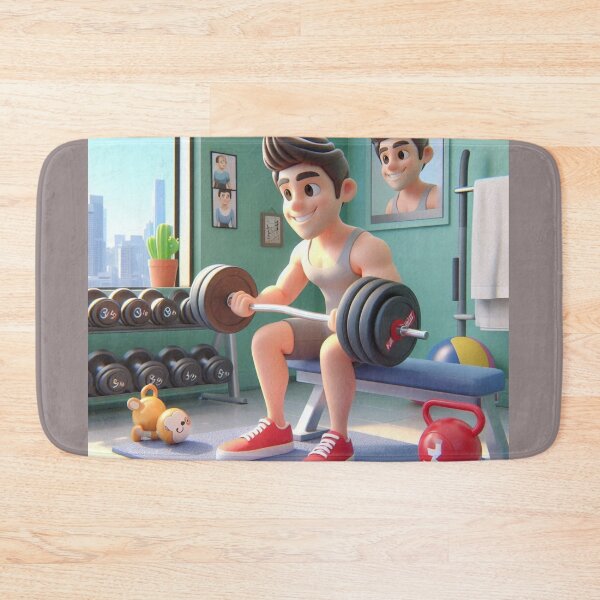 Item preview, 3D Cartoon Bodybuilder Lifting Weights Animation: Muscle Mania" designed and sold by choder61.