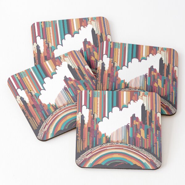 Item preview, Futuristic Skyline with Vibrant Rainbow designed and sold by WeirdSketcher.