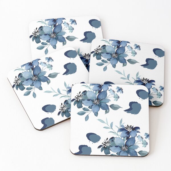 Item preview, Blue Watercolor Floral Semicolon Print  designed and sold by Creativity Meets Healing.