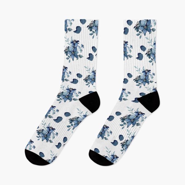 Item preview, Blue Watercolor Floral Semicolon Print  designed and sold by Creativity Meets Healing.