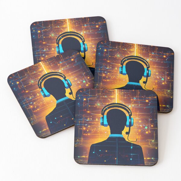 Item preview, Futuristic AI Tech Support Assistant in a Digital World designed and sold by FusionCipher.