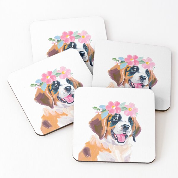 Item preview, Cute happy baby Saint Bernard with flower on its head designed and sold by AlwaysHome.