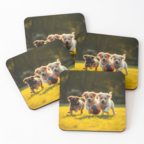 Item preview, Cute puppies playing with a ball, full of energy and excitement. designed and sold by Geddit Designs.