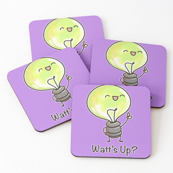 Item preview, Watt’s Up? designed and sold by Cute & Funny Hand-Drawn Prints | Happy Doodle Friends Shop.