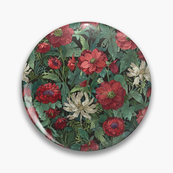 Item preview, Red flowers, White flowers, Green leaves pattern designed and sold by CoolPixels.