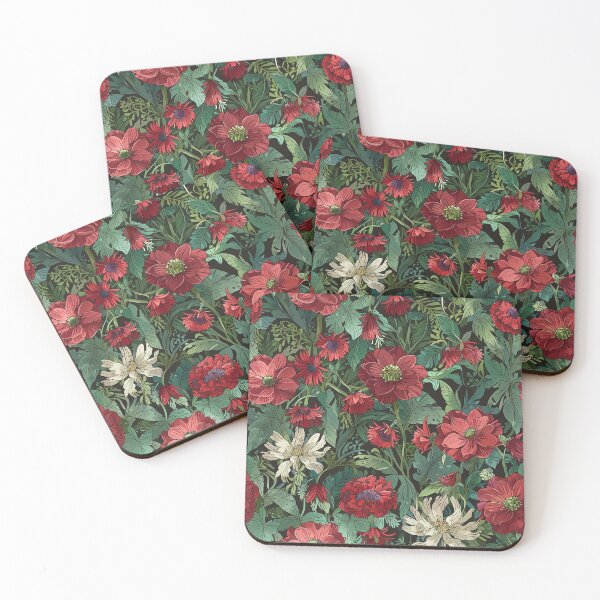 Item preview, Red flowers, White flowers, Green leaves pattern designed and sold by CoolPixels.