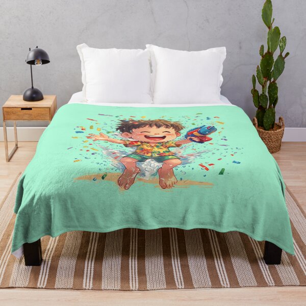 Item preview, Songkran Festival Thailand – Cute Boy Playing with Water Gun | Fun Water Fight Design designed and sold by ArchDS.