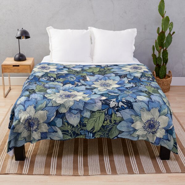 Item preview, White and Blue Blossoms, Lush Greenery designed and sold by CoolPixels.