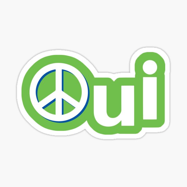Oui Quebec Referendum 1995 green lime poster sticker with peace symbol Qc PQ french Yes Québec Sticker