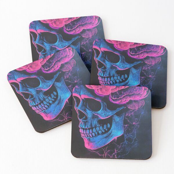Item preview, Cyberpunk Neon Skull and Brain - Futuristic Tattoo Design designed and sold by Moss and Moon Studio.