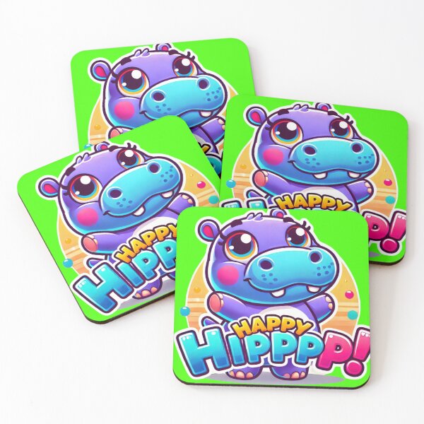 Item preview, A cute cartoon baby hippo with "Happy Hipppp!" text, spreading joy and fun. Perfect for animal lovers and kids. designed and sold by BestDetailer.