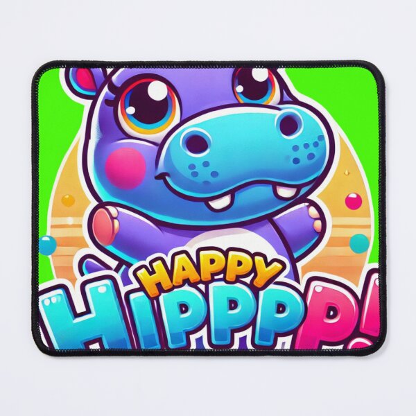 Item preview, A cute cartoon baby hippo with "Happy Hipppp!" text, spreading joy and fun. Perfect for animal lovers and kids. designed and sold by BestDetailer.