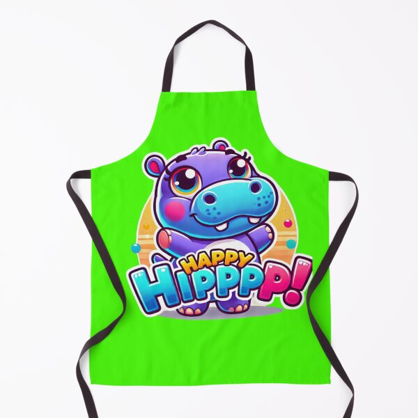 Item preview, A cute cartoon baby hippo with "Happy Hipppp!" text, spreading joy and fun. Perfect for animal lovers and kids. designed and sold by BestDetailer.
