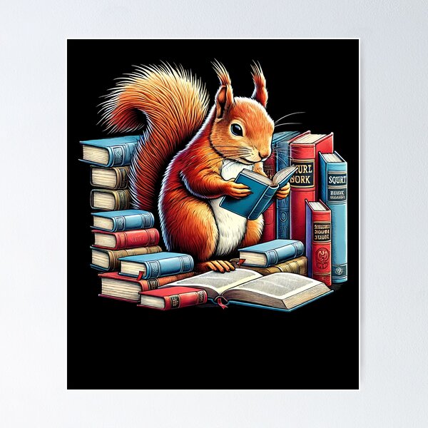 Item preview, Squirrel Reading Book Reader Bookworm Squirrel Lover designed and sold by Kimberley King Art  King Art.