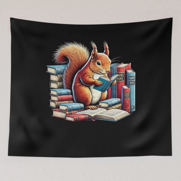 Item preview, Squirrel Reading Book Reader Bookworm Squirrel Lover designed and sold by Kimberley King Art  King Art.