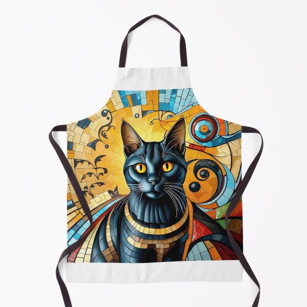Item preview, Mosaic tyle, black Egyptian mystical cat with yellow eyes. designed and sold by Rum-Raisin.