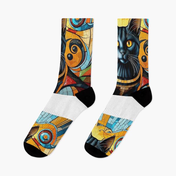 Item preview, Mosaic tyle, black Egyptian mystical cat with yellow eyes. designed and sold by Rum-Raisin.