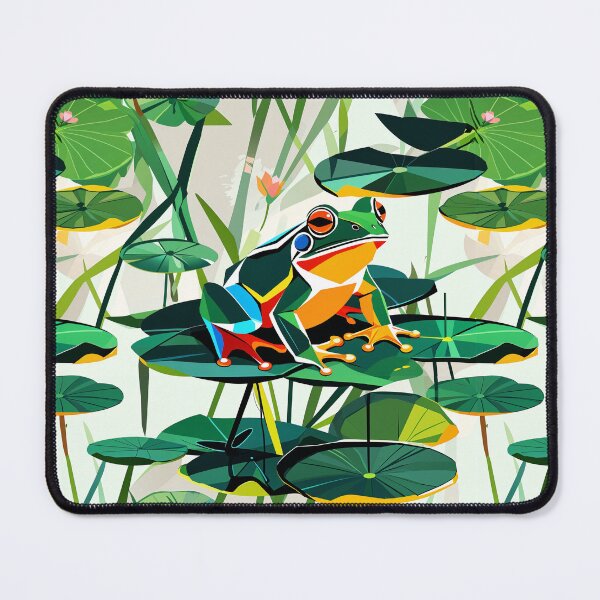 Item preview, Frog and Lily Pad - Geometric Pond Art designed and sold by Canvas-Whispers.