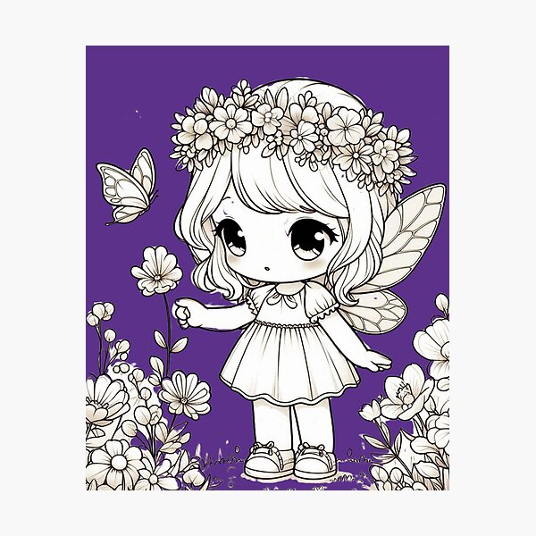 Item preview, "Cute Fairy Girl in Flower Garden | Floral Fairycore Illustration" designed and sold by Nadia-joy.