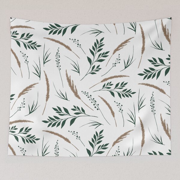 Item preview, field plants pattern, cereals, leaves, ears of grain designed and sold by Szkicerka.