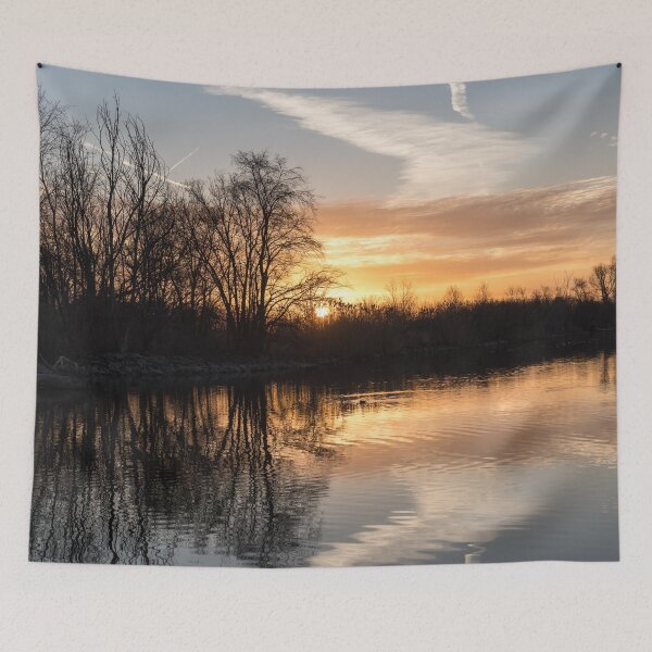 Item preview, Quiet Commotion - Sunrise Reflections at Mimico Creek Riverbank designed and sold by Georgia Mizuleva.