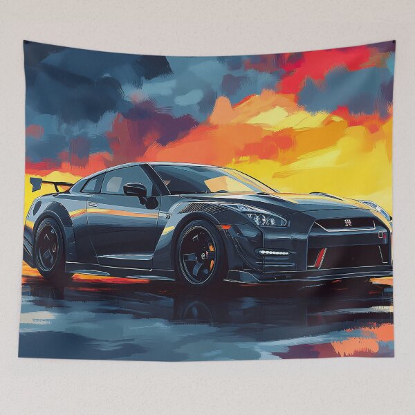Item preview, Stealth Icon – Gunmetal Grey Nissan GT-R V-Spec R35 Pop Art designed and sold by AutoPopStudio.