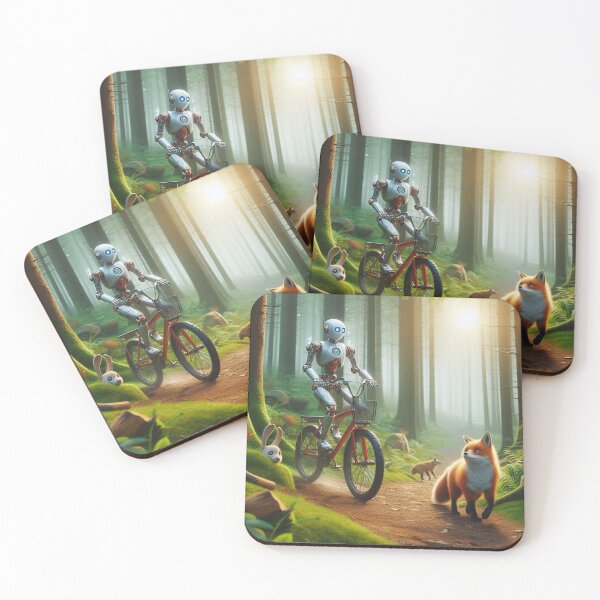 Item preview, Robot riding a bike in the woods designed and sold by Dogandesighn.