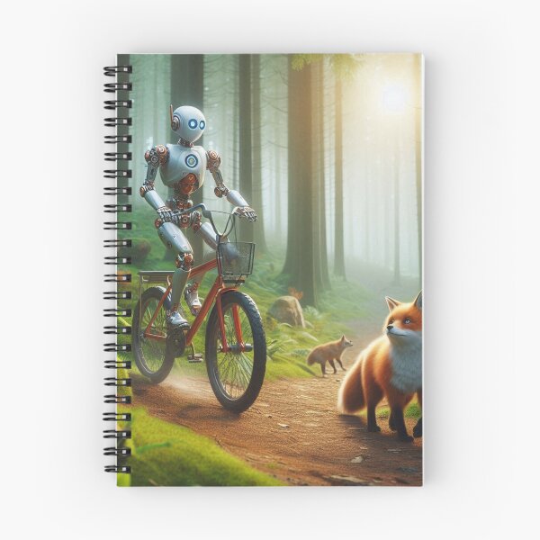 Item preview, Robot riding a bike in the woods designed and sold by Dogandesighn.